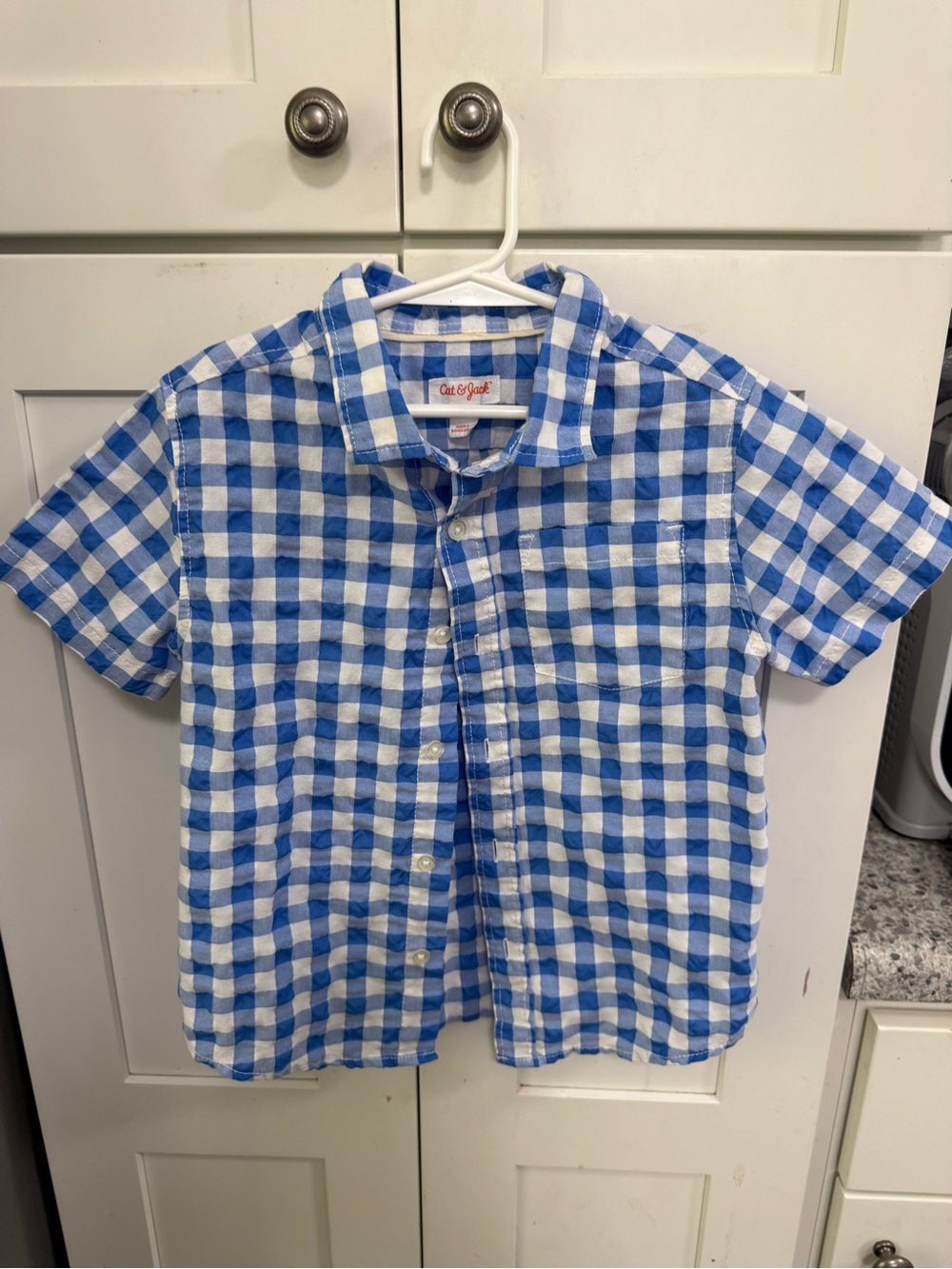 Cat & Jack Blue and White Gingham Button-Down Shirt